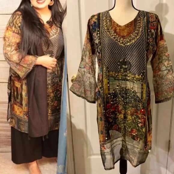 PAKISTANI DESIGNER KURTA DRESS‎ SEMI FORMAL - Picture 1 of 6